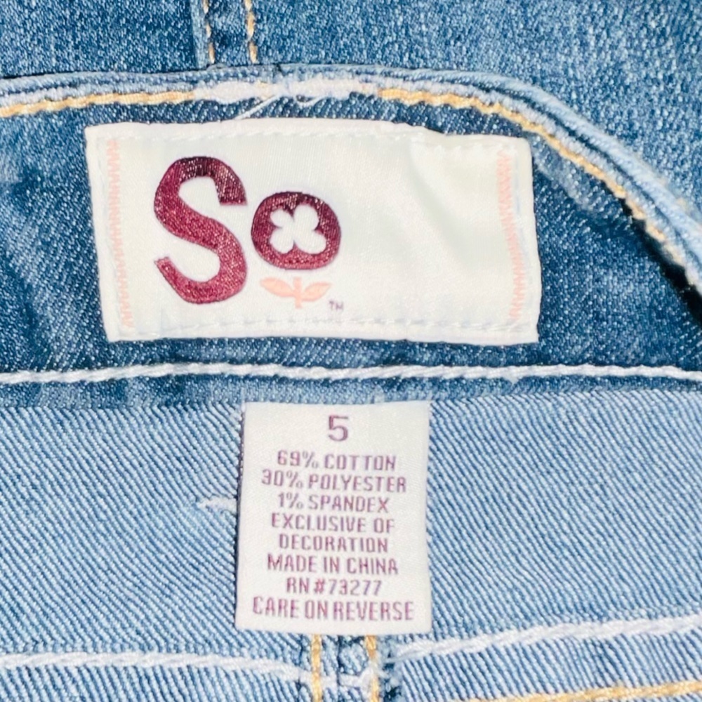 SO‎ 🌼 Denim Skirt Distressed Blue Jean Mini Size 5 - Picture 4 of 8